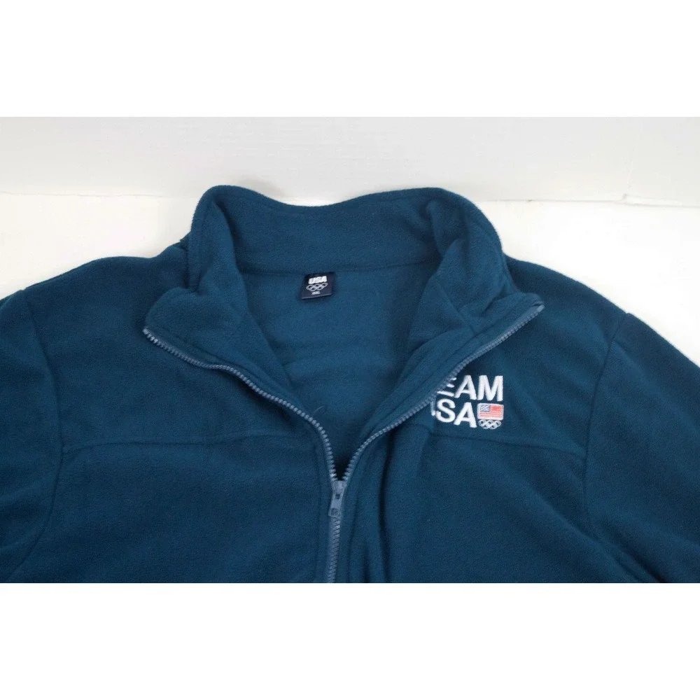 Olympics‎ Team USA Mens Fleece Jacket Blue XL Extra Large Full Zipper Coat Rings